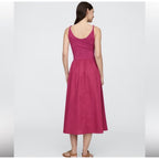 Gap Twist-Strap Scoopneck Midi Dress Large Pink Raspberry Cerise New