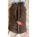 SPACE LION Puffer Dog Jacket Winter Warm Blue Fur Trimmed grey/blue - 2XL NWT!