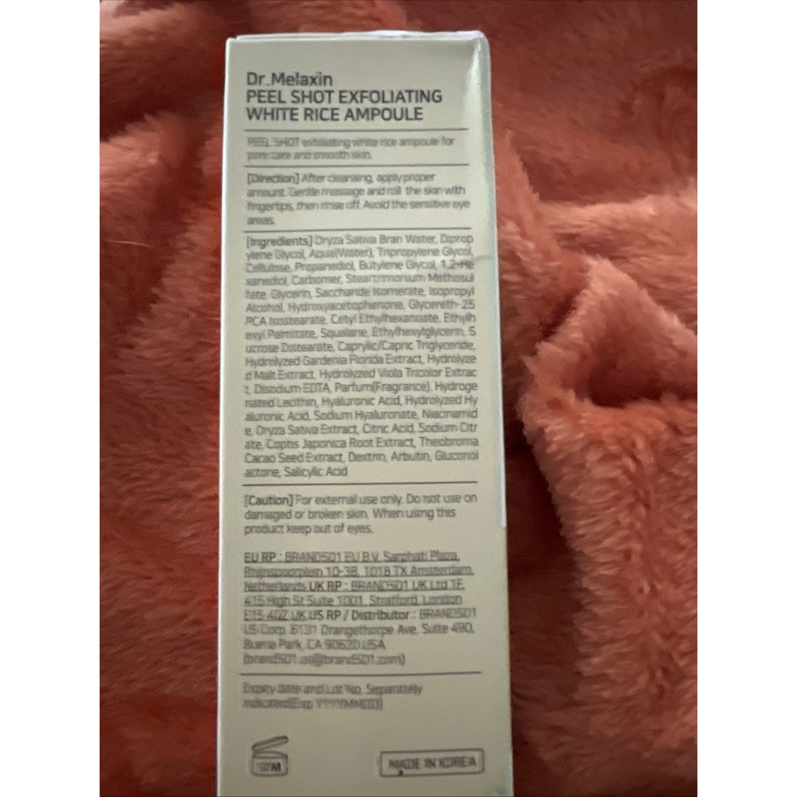 Dr. Melaxin Peel Shot Exfoliant White Rice Ampoule 2.7 fl oz (80 ml) NEW