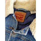 Levi's Premium Trucker Jacket Women’s 1X Blue Denim Sherpa Lined Faux Fur Warm