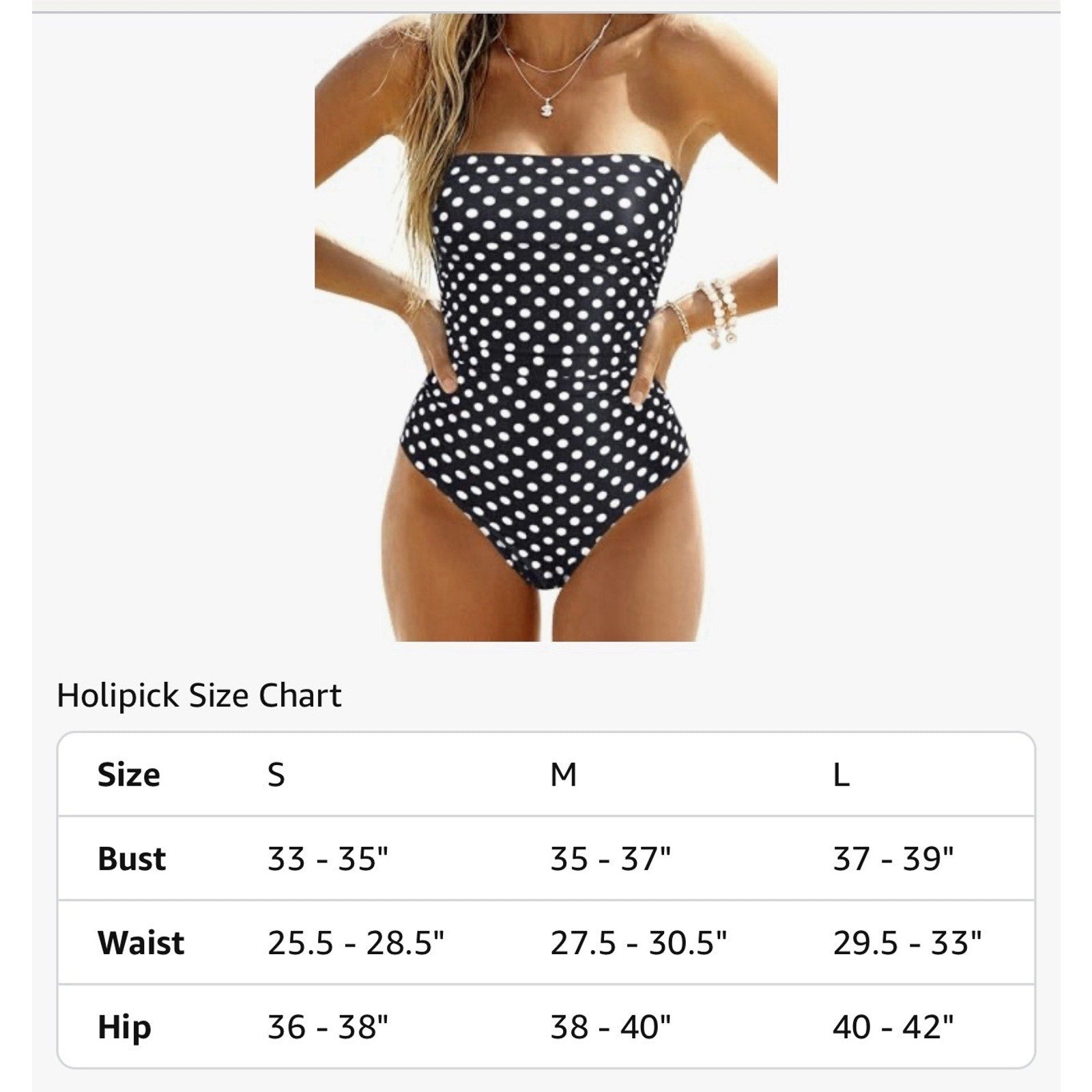 Holipick Tummy Control One Piece Swimsuits Strapless Bandeau Swimwear Small
