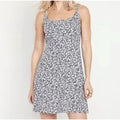 New Old Navy Mini Dress Linen Blend Womens Sz XL Navy Blue Ditsy Floral