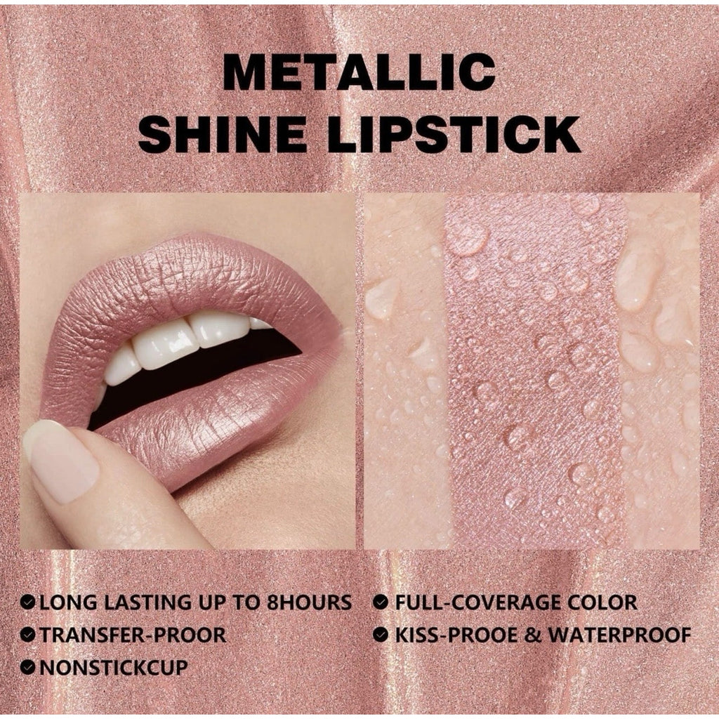 Metallic Liquid Lipstick Nude Pink – High Pigment Long-Lasting Sweet Hope New