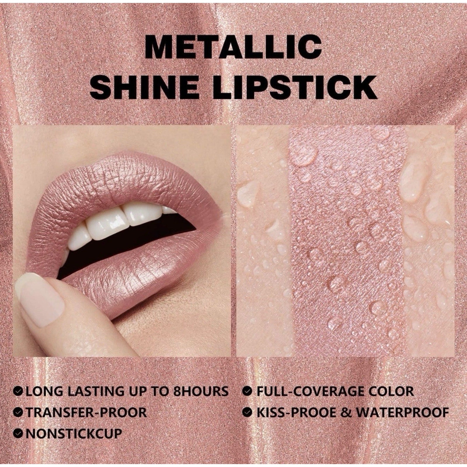 Metallic Liquid Lipstick Nude Pink – High Pigment Long-Lasting Sweet Hope New