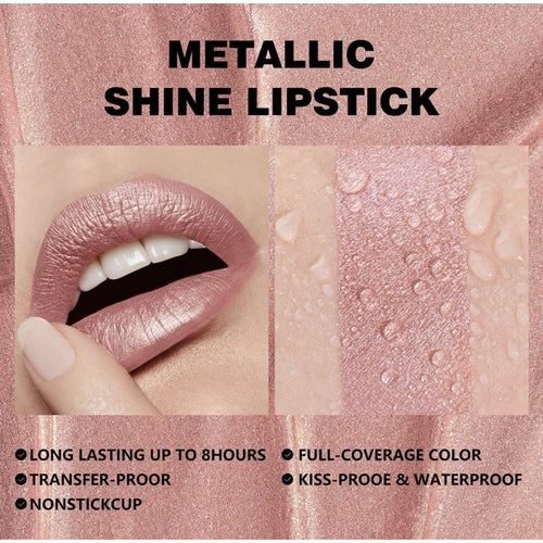 Metallic Liquid Lipstick Nude Pink – High Pigment Long-Lasting Sweet Hope New