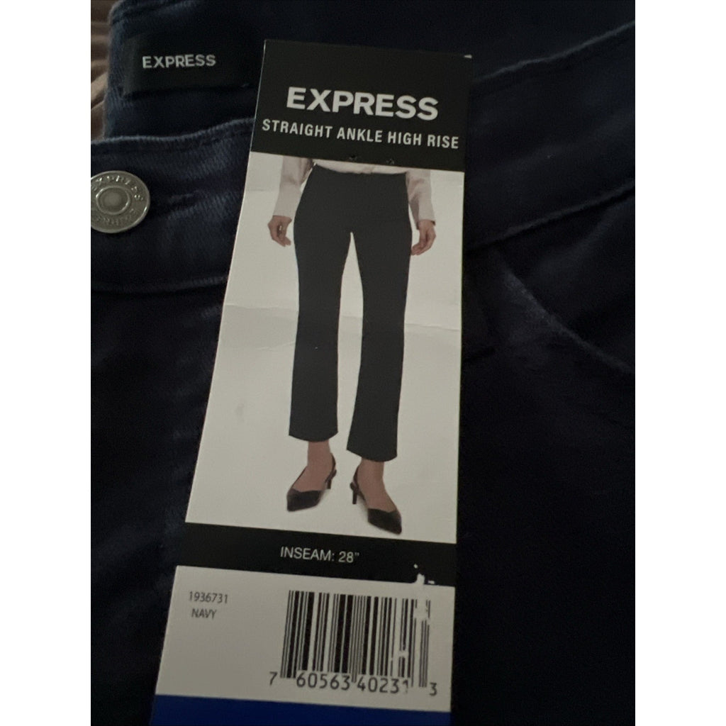 Express Women's Straight Ankle High Rise Jeans Pants, Black, Size 10 NWT