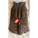 SPACE LION Puffer Dog Jacket Winter Warm Fur Trimmed Brown/Blue - XL NWT!