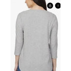 NWT Kirkland Signature Women's 3/4 Sleeve V-Neck Slub Tee Grey Medium
