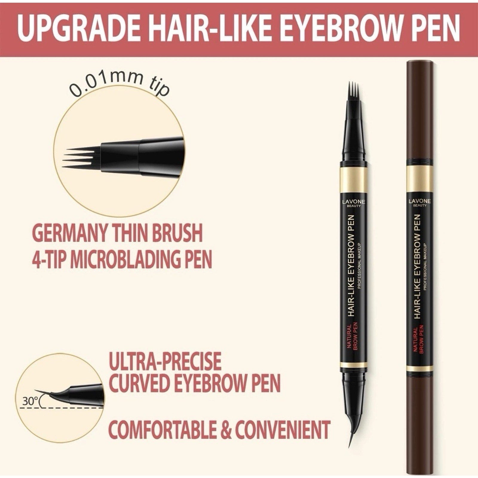 LAVONE Eyebrow Pen and 2-in-1 Pencil Soft Brown NEW
