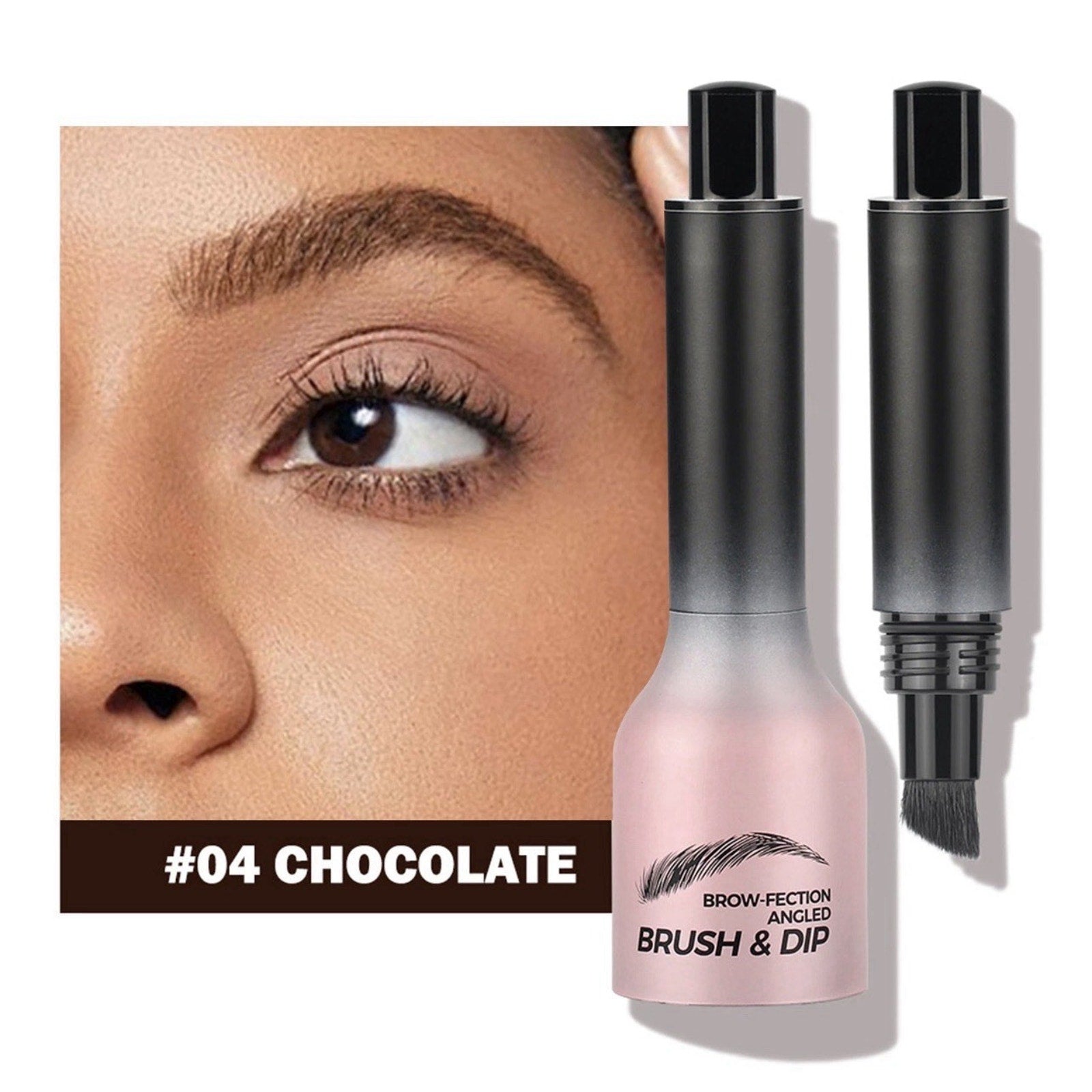 1Pcs Eyebrow Brush Brow-Fection Angled Brush&Dip Eyebrow Tint Cream- Chocolate