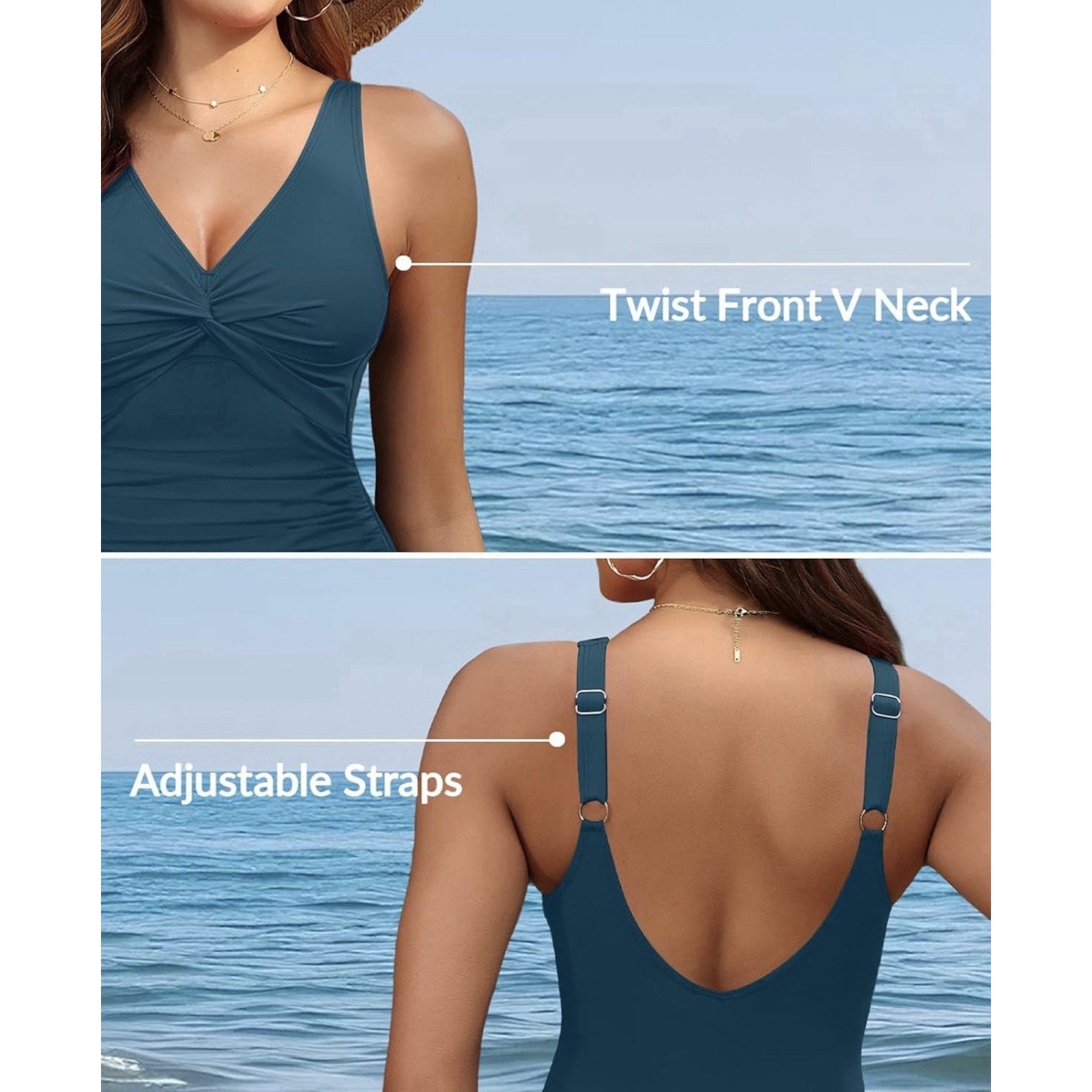 Holipick Women Tummy Control One Piece Swimsuit - Push Up Bathing Suit M