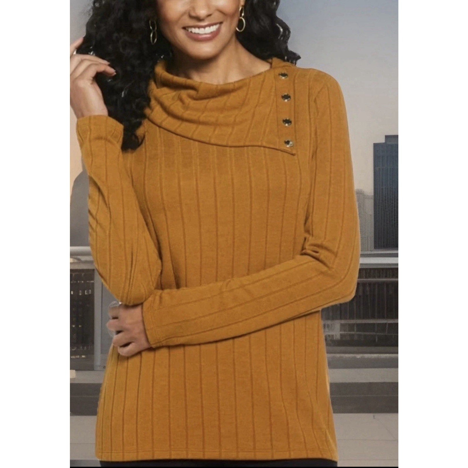 Rafaella Women's Size Large Cowl Neck Top. Golden Brown Color. New with Tags $69