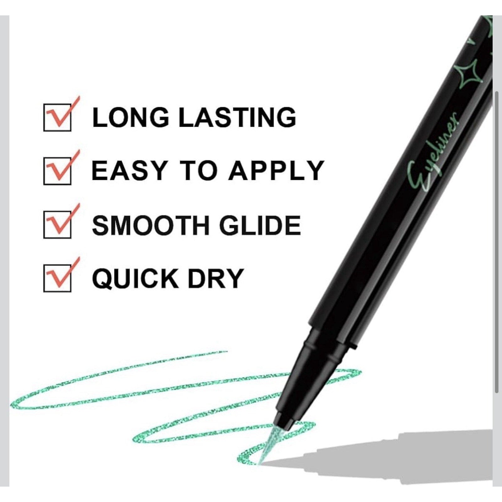 Color 24HR Eyeliner Pencil Liquid High Pigment Long-Wearing Pen New Green