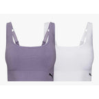 PUMA Women's Performance 2-Pack Seamless Sports Bras, White/Purple, L