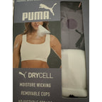 PUMA Women's Performance 2-Pack Seamless Sports Bras, White/Purple, L