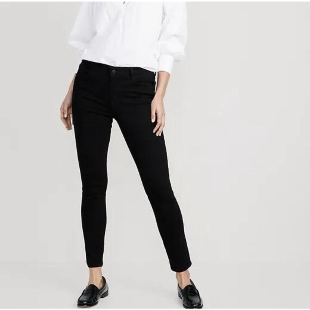 NWT Old Navy Mid Rise Pop Icon Skinny Jeans Classic Black Stretch Womens 8
