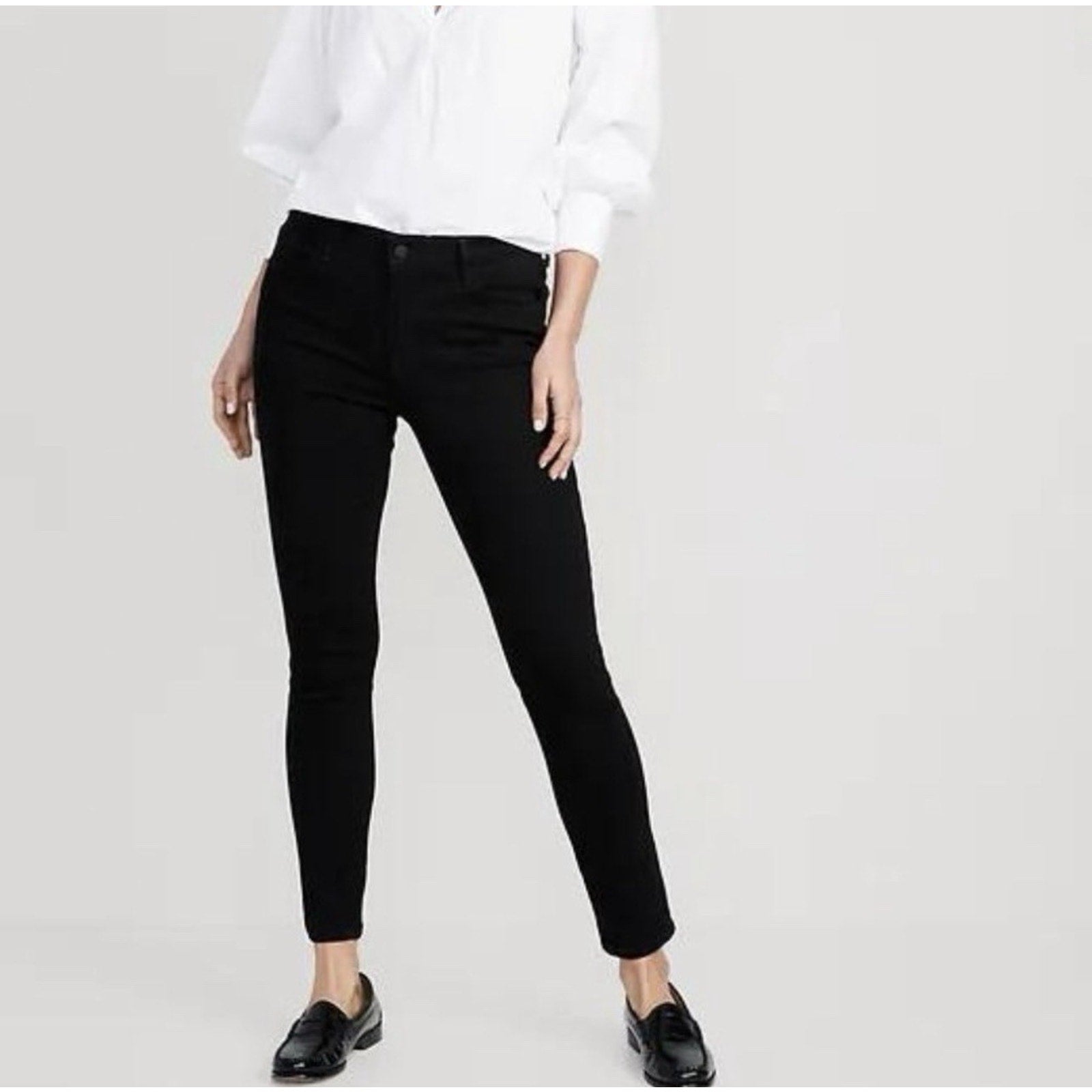 NWT Old Navy Mid Rise Pop Icon Skinny Jeans Classic Black Stretch Womens 8