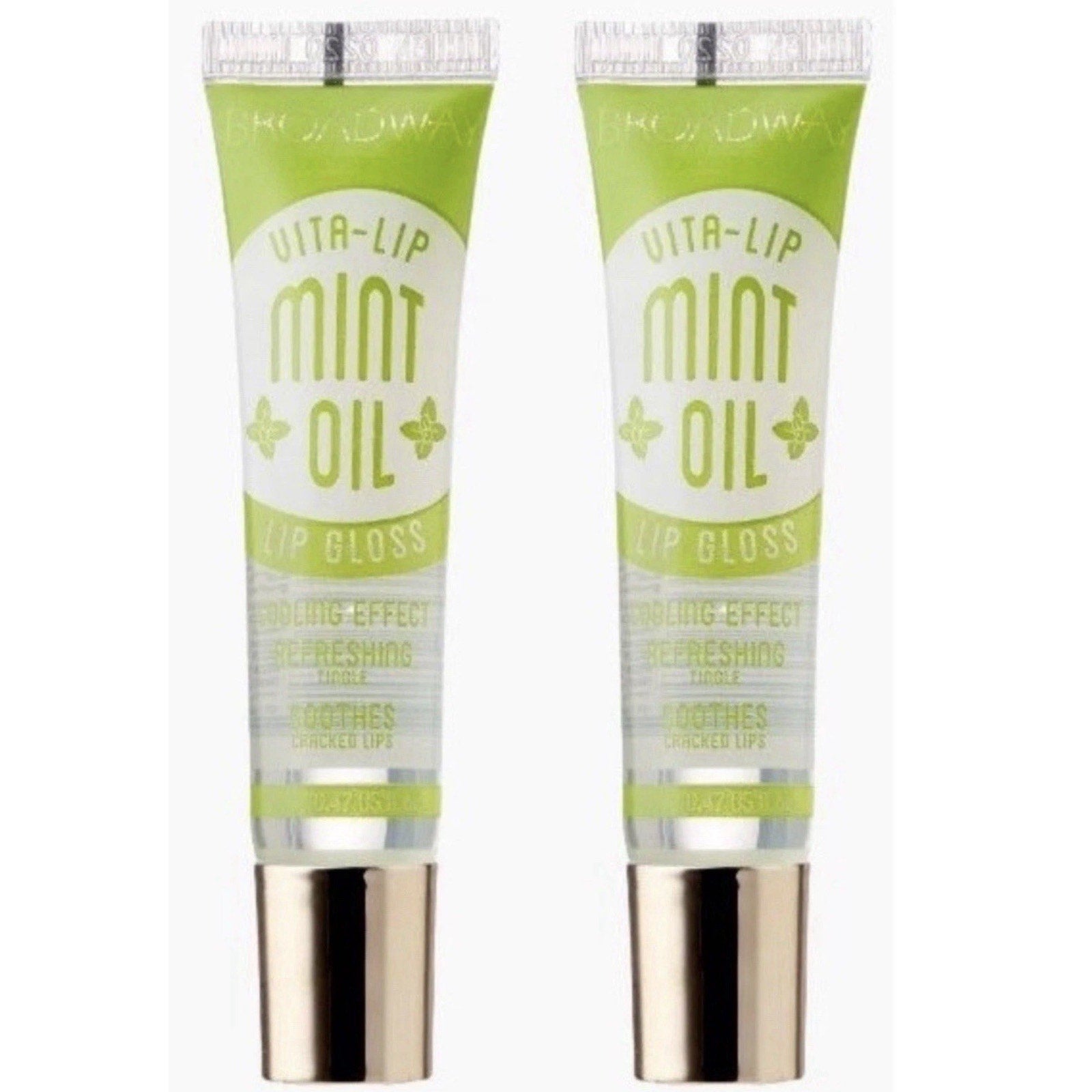2 X BROADWAY VITA-LIP CLEAR LIP GLOSS Mint OIL 14 ML/0.47 OZ
