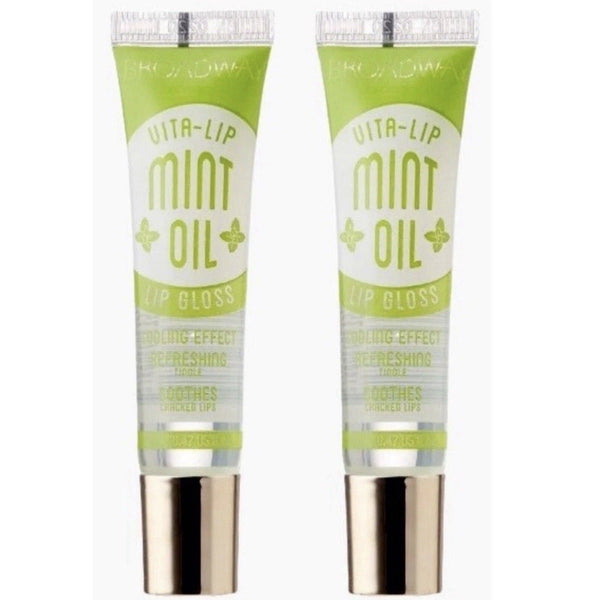 2 X BROADWAY VITA-LIP CLEAR LIP GLOSS Mint OIL 14 ML/0.47 OZ