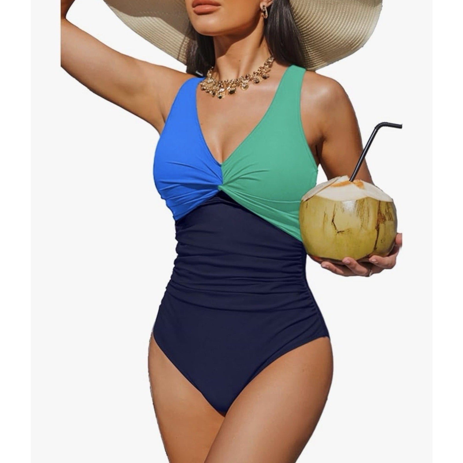 Holipick Women’s Tummy Control One Piece Swimsuit - Push Up Bathing Suit L