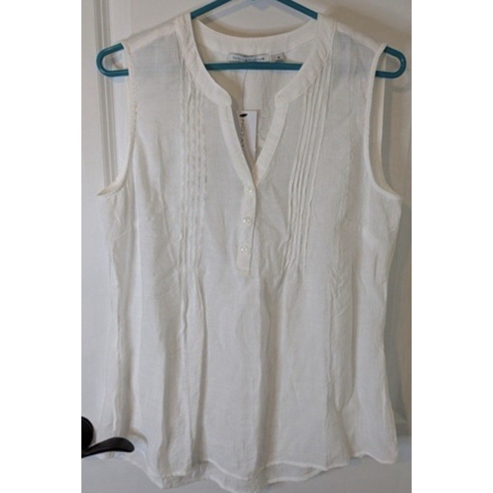 Notations Womens Pintuck Sleeveless Blouse Top NWT MED