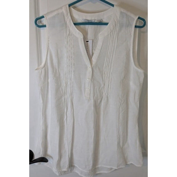Notations Womens Pintuck Sleeveless Blouse Top NWT MED