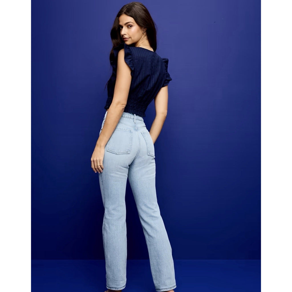 Old Navy Women's Acid Wash Extra High-Rise Boot-Cut Jeans Distressed Knee NWT -6
