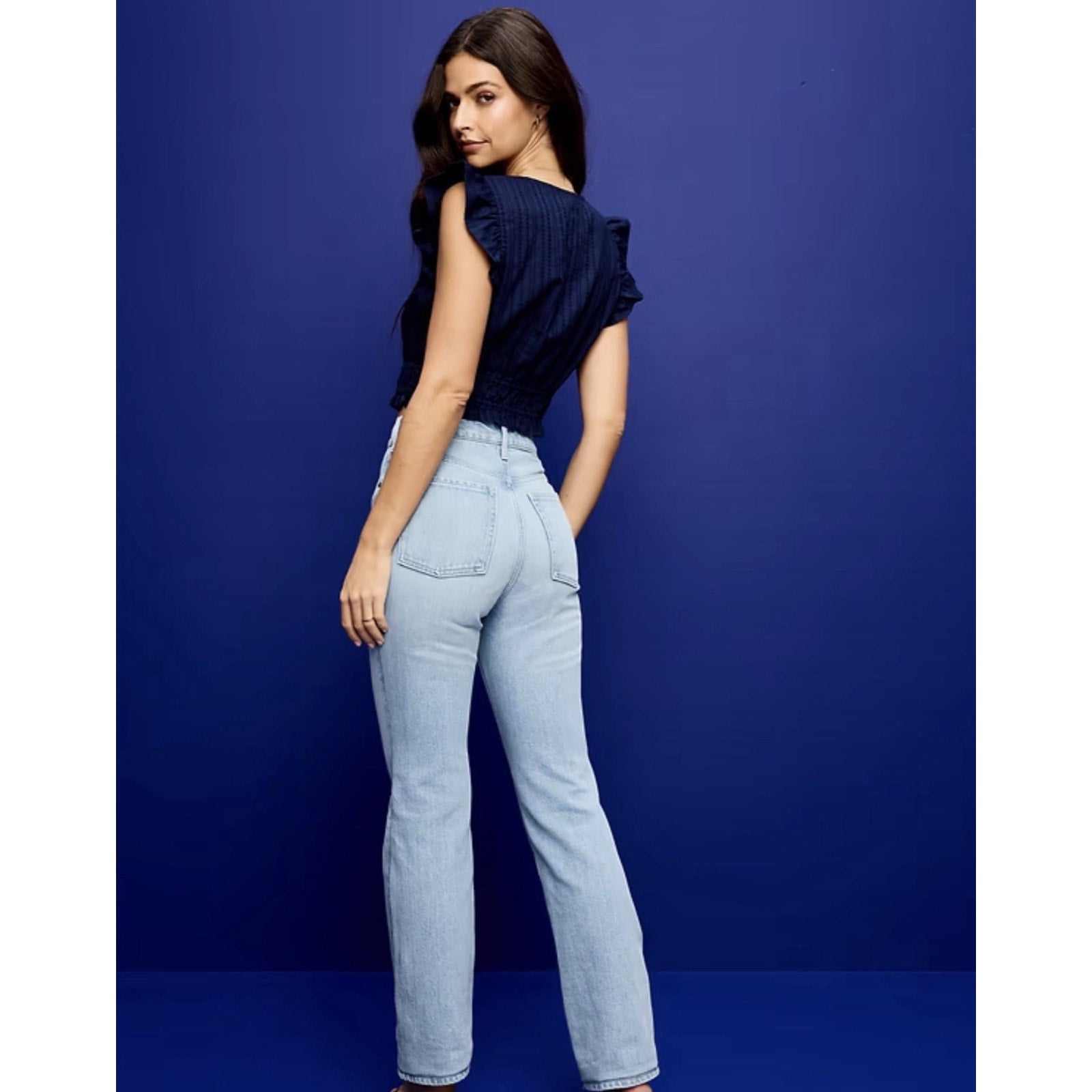 Old Navy Women's Acid Wash Extra High-Rise Boot-Cut Jeans Distressed Knee NWT -6