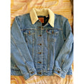 Levi's Premium Trucker Jacket Women’s 1X Blue Denim Sherpa Lined Faux Fur Warm