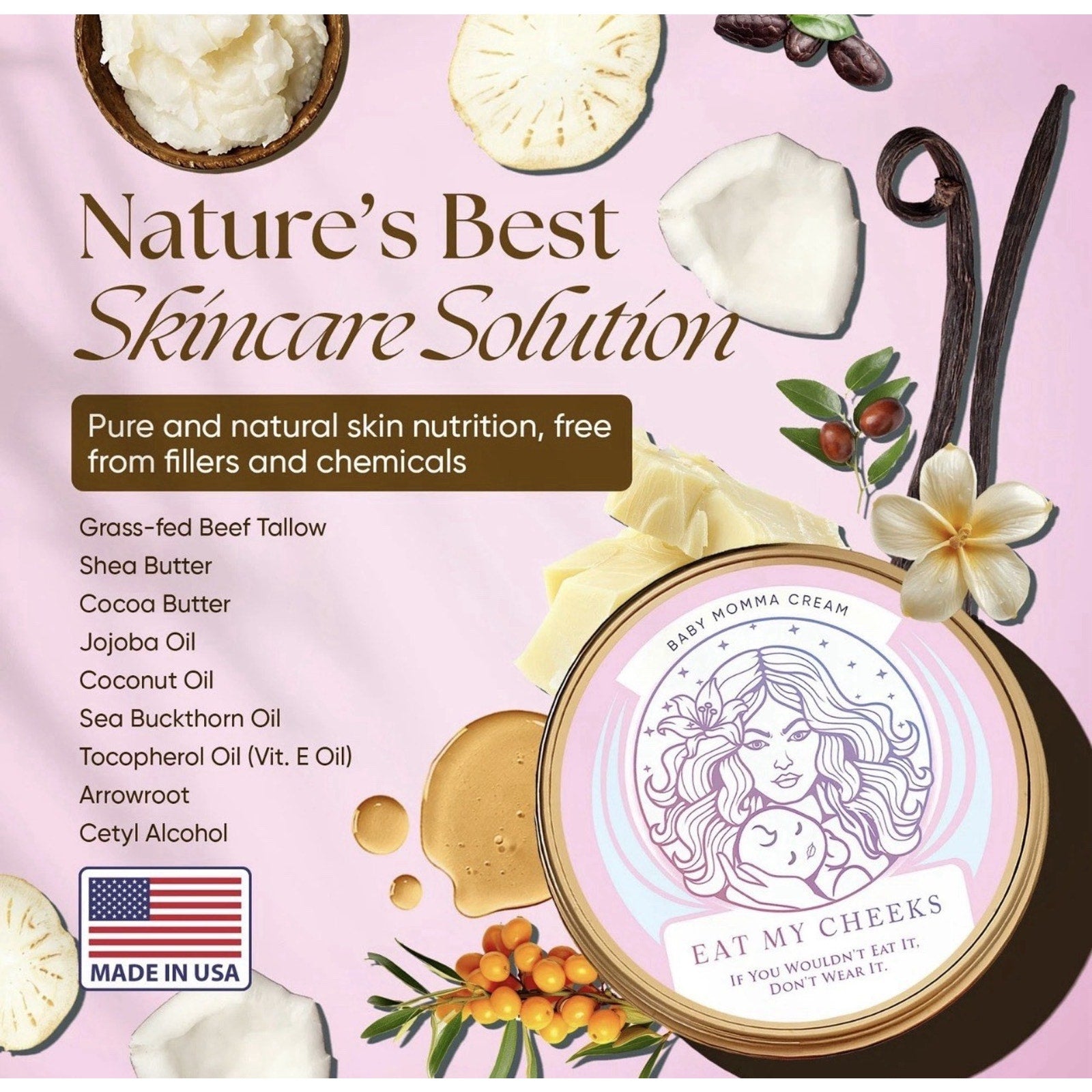 Eat My Face Grass Fed Beef Tallow for Skin, for Face Moisturizing NEW