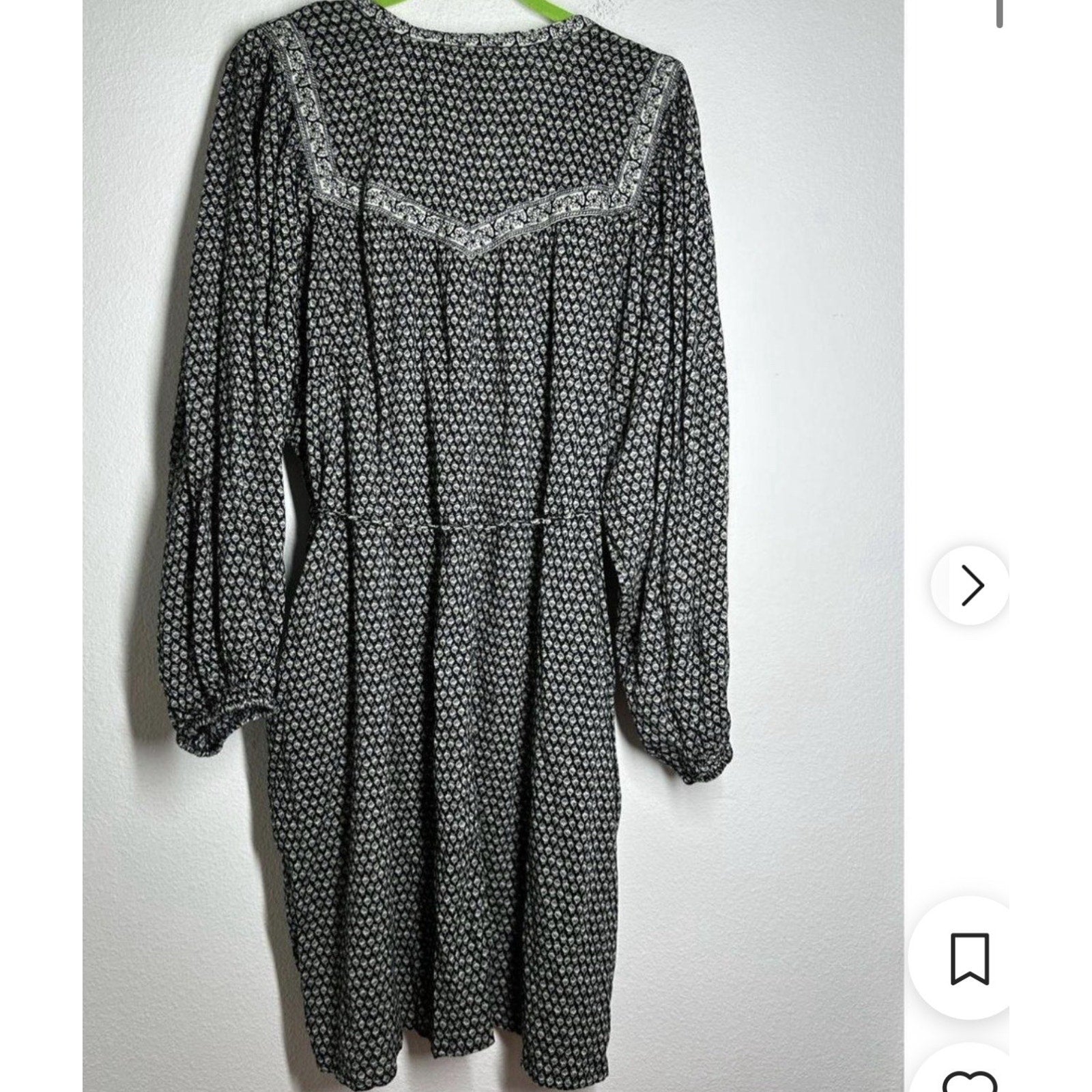 NWT Old Navy Dress Womens Floral Boho Peasant Short Sleeve Tassel Tie Dress L