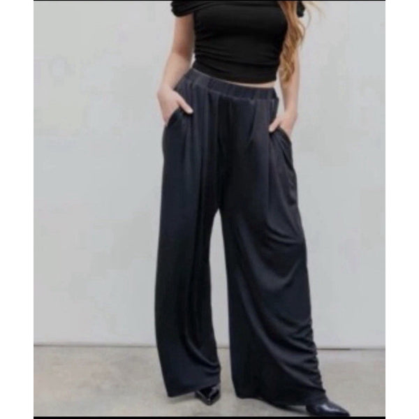 Cider Pants Women's Black Pull On Stretch Waist Wide Leg 3XL