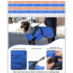 Dog Coat w/Harness, Reflective Warm Dog Jacket Waterproof Puppy Winter MED Blue
