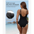 Holipick Women Tummy Control One Piece Swimsuit - Push Up Bathing Suit Full Sz L DK BLUE