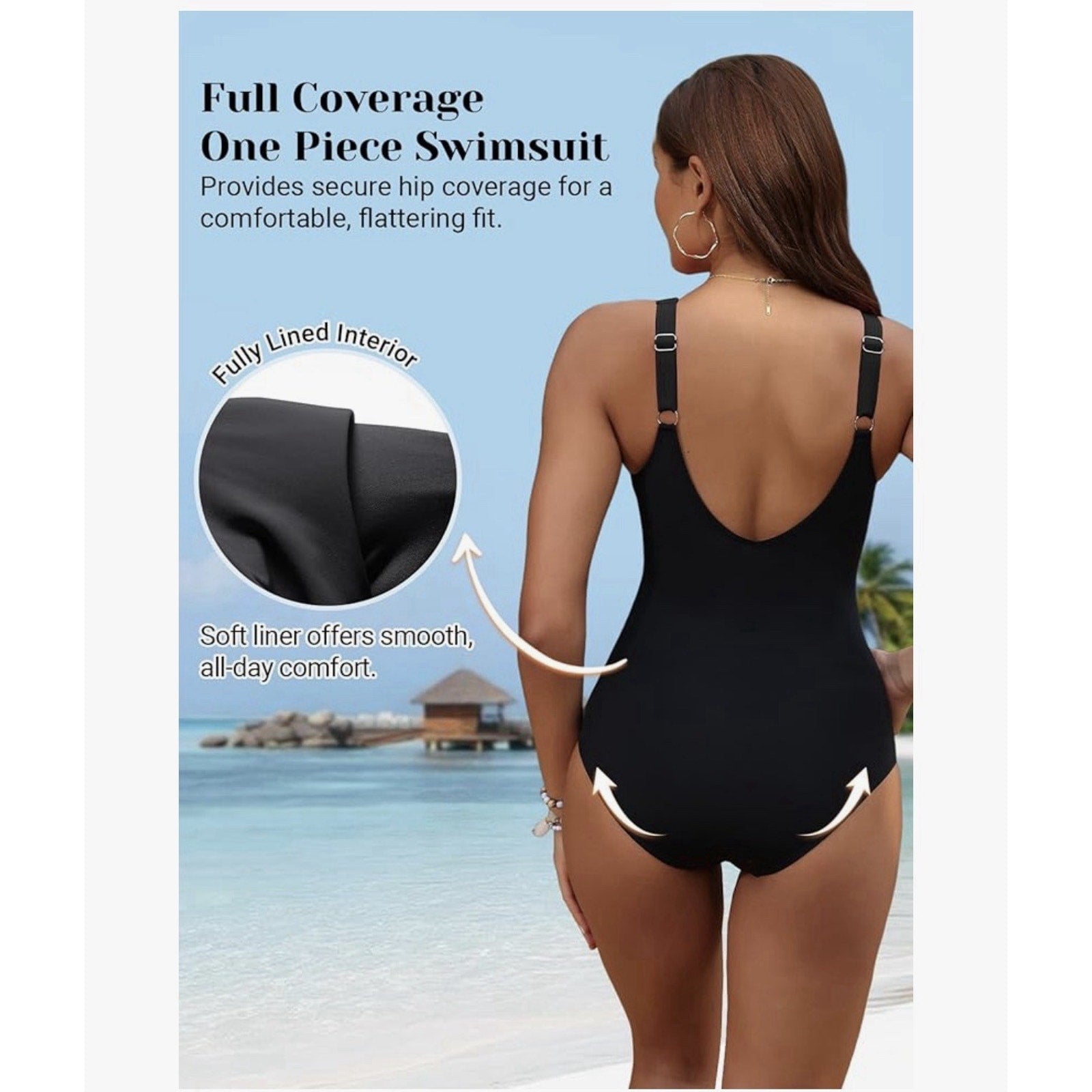 Holipick Women Tummy Control One Piece Swimsuit - Push Up Bathing Suit Full Sz L DK BLUE