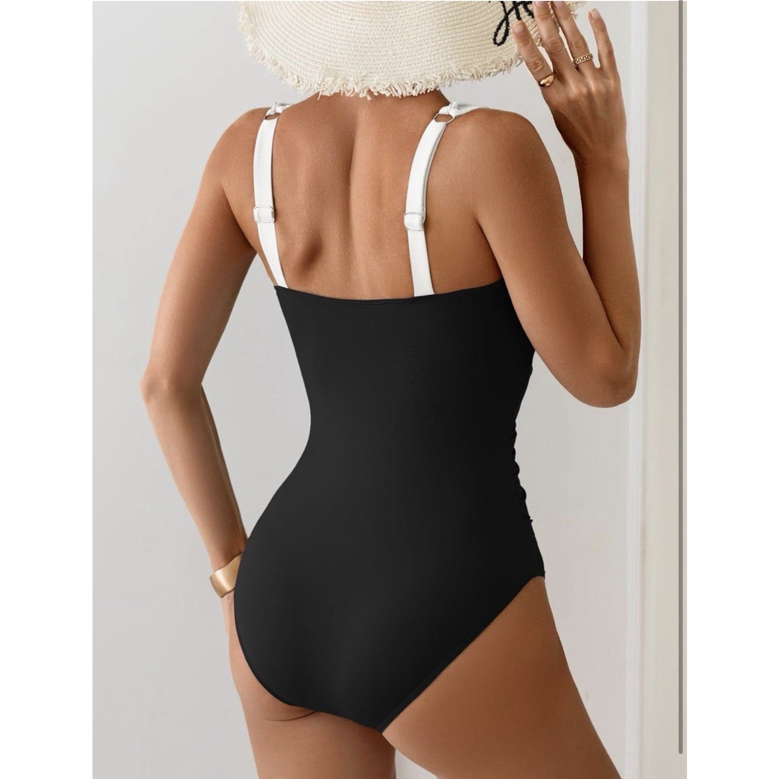 Black & White One Piece Swimsuit Stretch Lightweight Size S