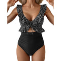 Eomenie One Piece Swimsuit for Women Tummy Control Ruffle Bathing Suit V Neck S