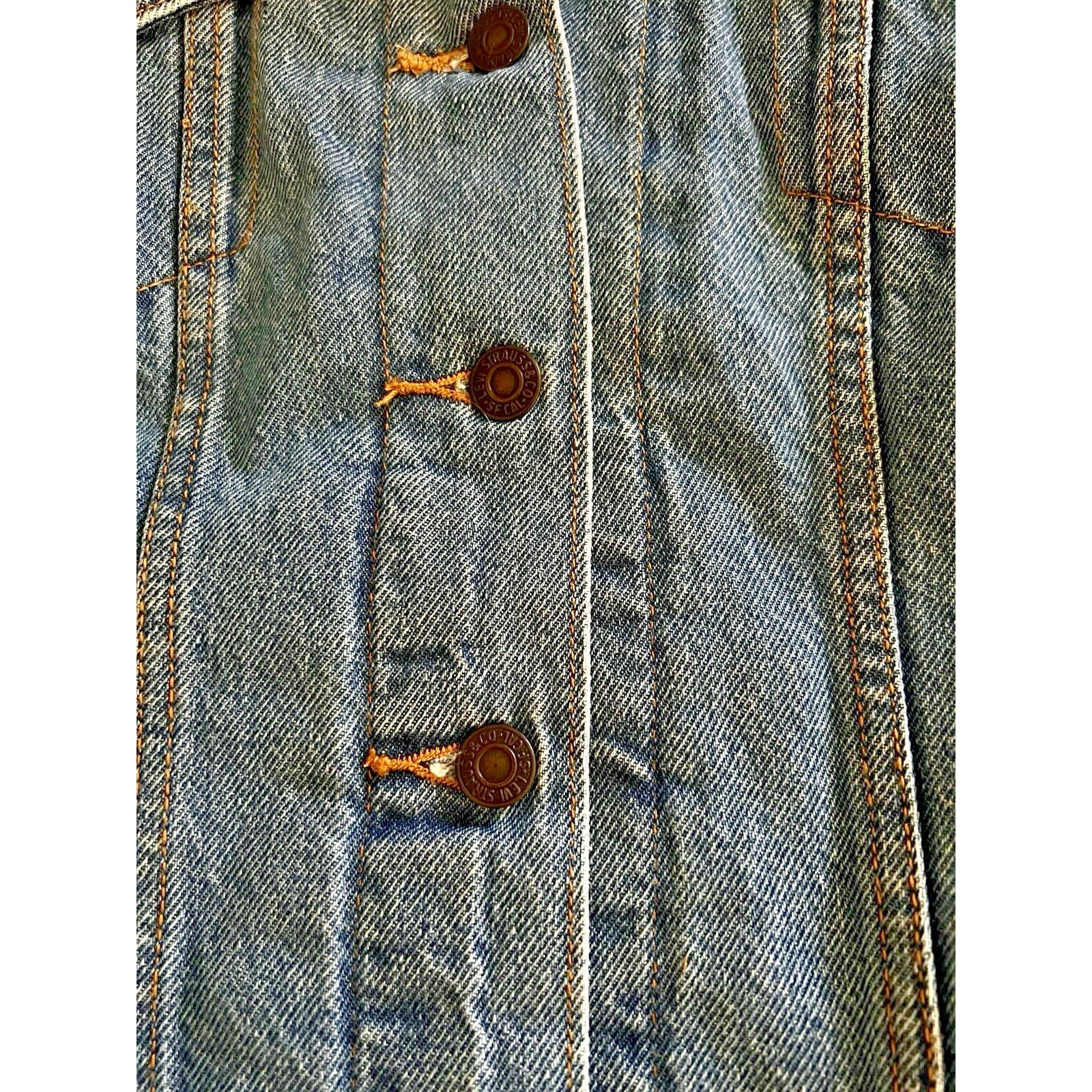 Levi's Premium Trucker Jacket Women’s 1X Blue Denim Sherpa Lined Faux Fur Warm