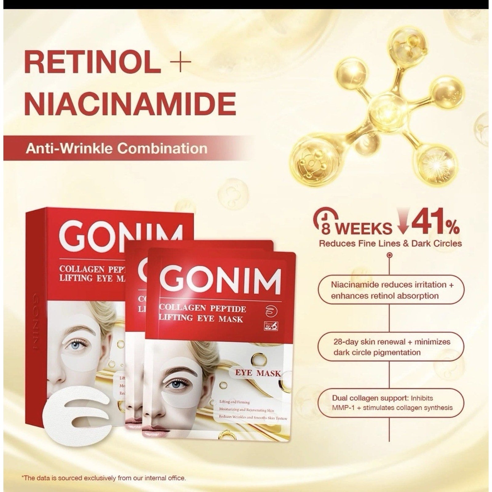Gonim Under Eye Patches 360° Fit, Eye Mask w/Collagen Peptide, Salmon PDRN - 2