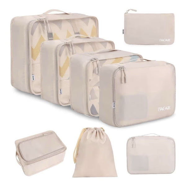 BAGAIL 8 Set Packing Cubes Luggage Packing Organizers for Travel Cream NEW