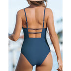 CUPSHE Women Swimsuit One Piece Bathing Suit Square Neck Cutout Back Teal Medium