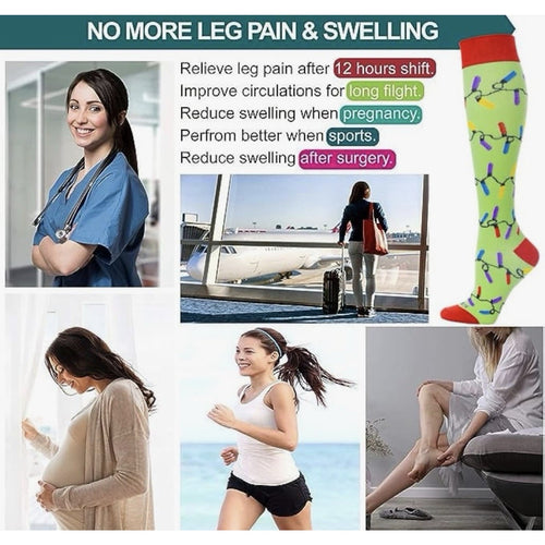 LEVSOX Compression Socks Women and Men, 20-30mmHg, Medium 4 Pairs Christmas