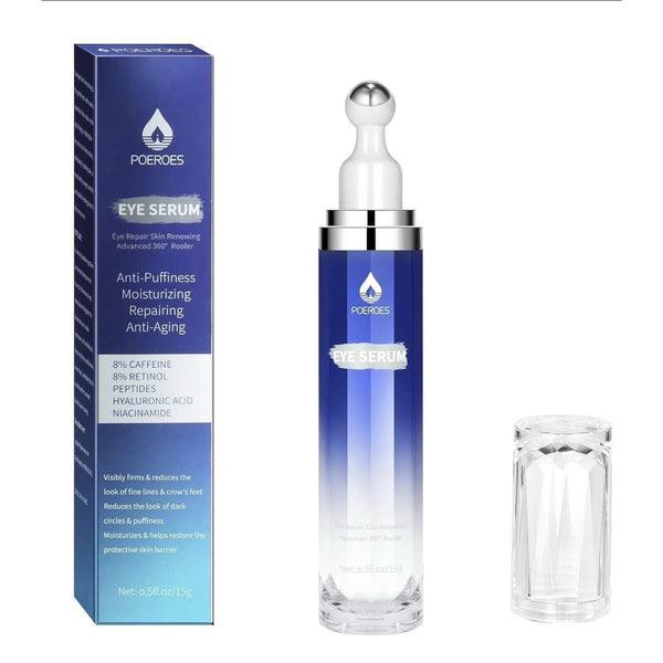 Poeroes Eye Serum with 8% Caffeine 8% Retinol Hyaluronic Acid, 0.5 fl oz NEW