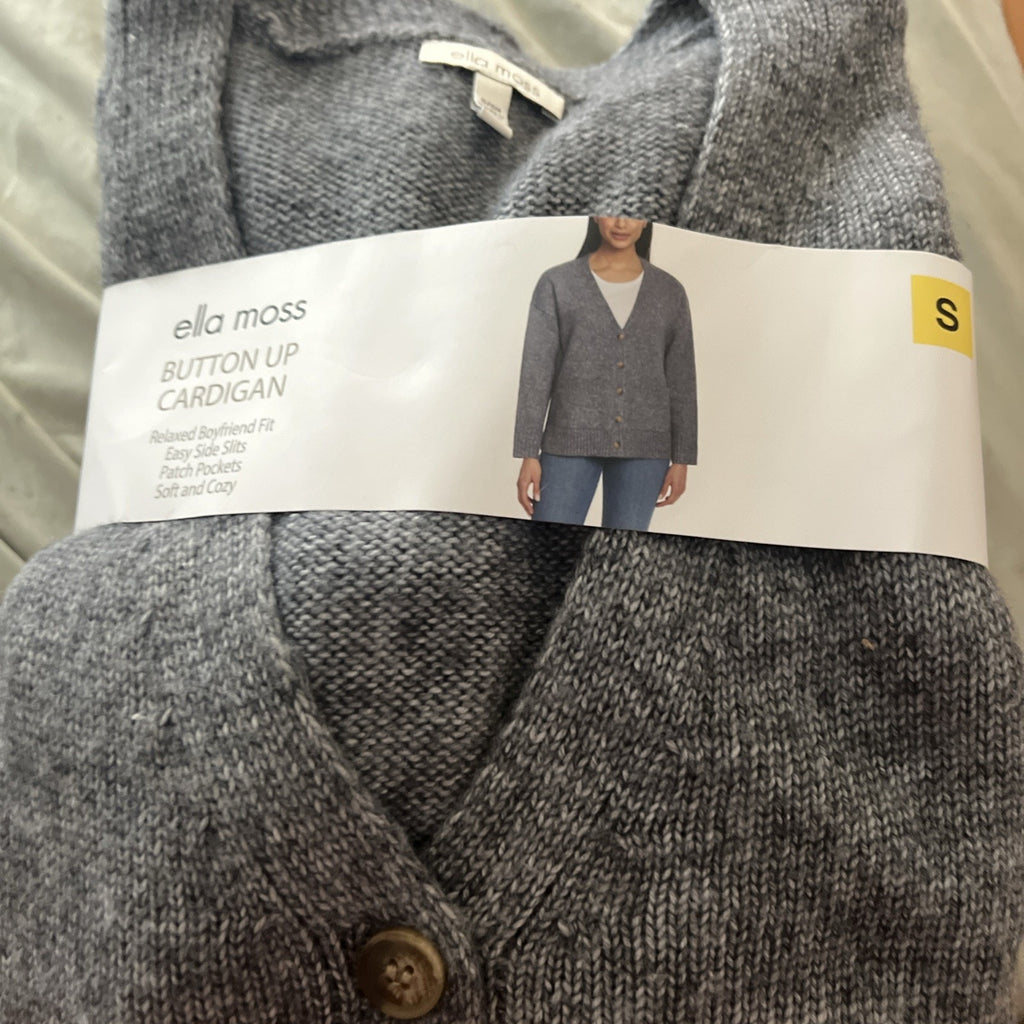 NEW Ella Moss Women's Relaxed Boyfriend Fit Button-Up Cardigan, Gray, Size SMALL