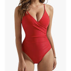 SUUKSESS Women Sexy Tummy Control One Piece Swimsuit Red Medium