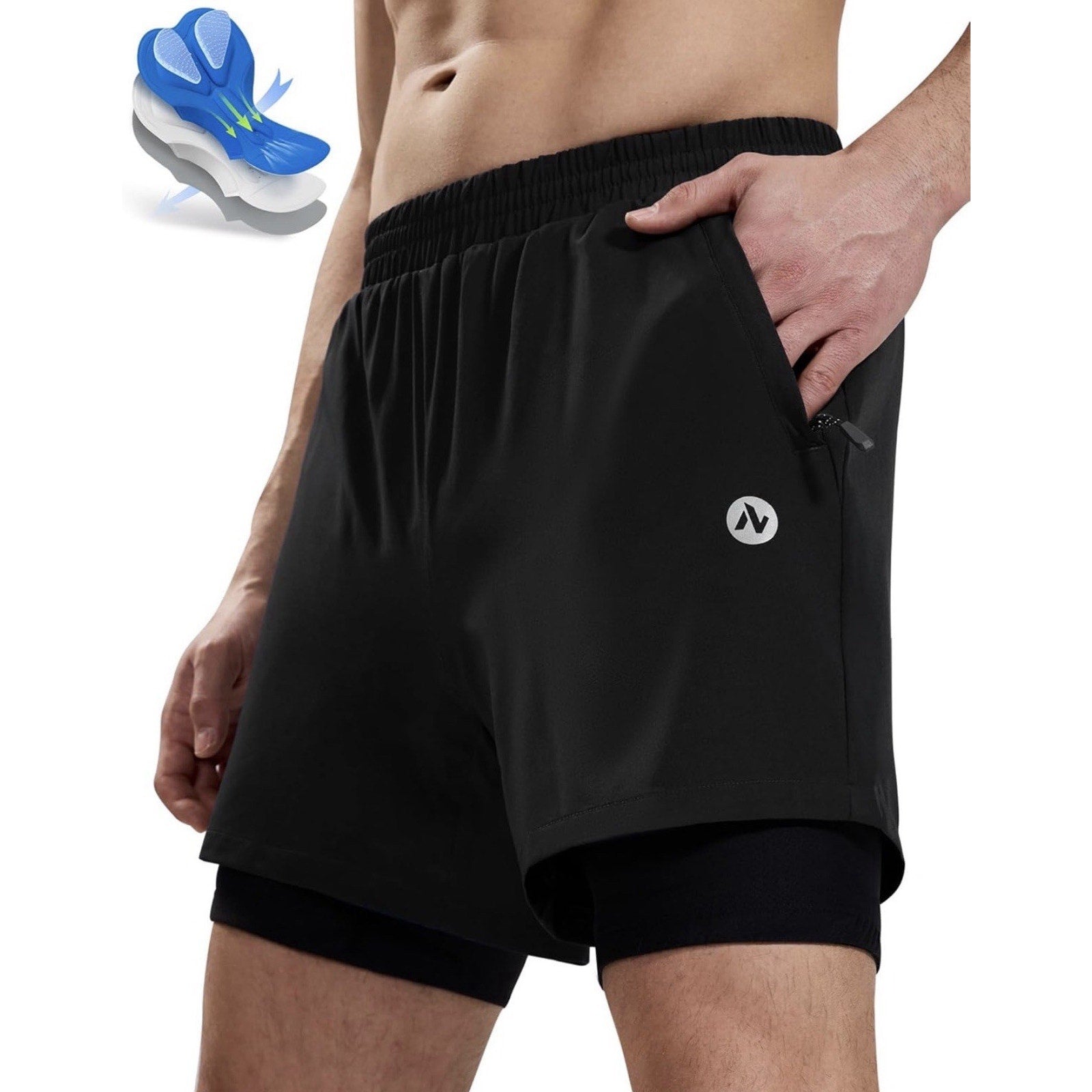 Nepest Men’s Padded Bicycle Shorts With Zippered pocket XL - NEW