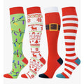 LEVSOX Compression Socks Women and Men, 20-30mmHg, Medium 4 Pairs Christmas