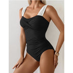 Black & White One Piece Swimsuit Stretch Lightweight Size S