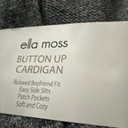 NEW Ella Moss Women's Relaxed Boyfriend Fit Button-Up Cardigan, Gray, Size SMALL