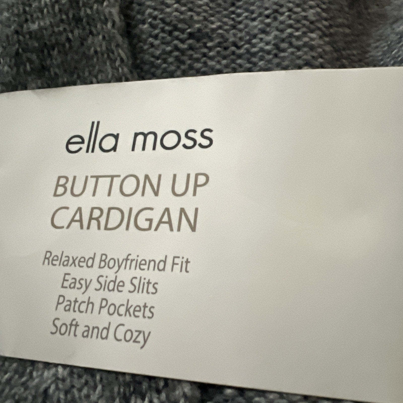 NEW Ella Moss Women's Relaxed Boyfriend Fit Button-Up Cardigan, Gray, Size SMALL